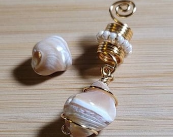 Mother Of Pearl Crystal Loc Jewelry, Shell Dreadlock Braids Twist Beads Ethnic Hair Accessories