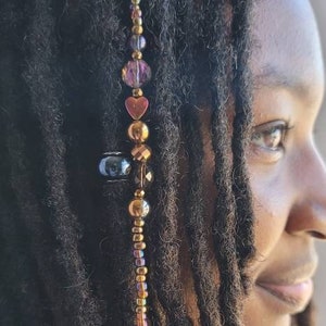 CLEARANCE Hematite Beaded Dreadlock Extensions, Crystal Loc Jewelry, Dreadlock Hair Accessories, Gemstone Loc Extensions, Braid Jewelry