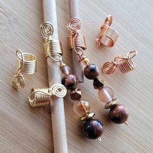 ABSTAND 3 Stk Golden Sand Crystal Lok Schmuck Set. Dreadlock Haarschmuck, Perlen für Zöpfe, Lokschmuck