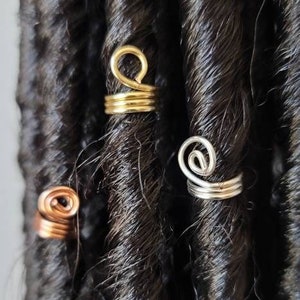 5 Piece Loc Sprinkle Beads Set, Braid Jewelry, Dreadlock Accessories, Hair Rings, Braid Beads, Gold Copper Coils, Loc Jewelry