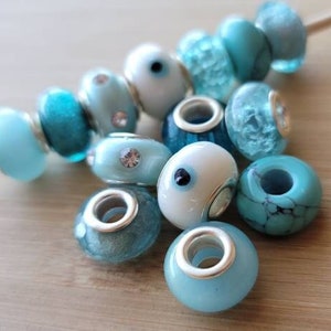 ABSTAND 7 Stück Edelstein Breitloch Perlen, Türkis Kristall Dreadlock Haarschmuck, Perlen für geflochtene Zöpfe und Twist, Lok Schmuck