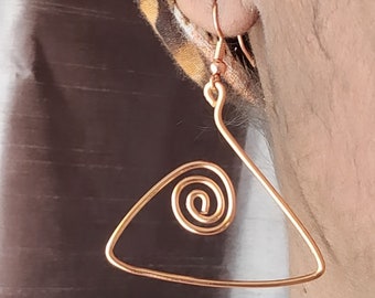 Boucles d’oreilles en cuivre spirale, boucles d’oreilles enveloppées de fil, bijoux en cuivre