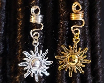Sun Charm Loc Jewelry, Copper Dreadlock Braid Beads Accessories