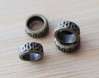 Juego de 4 cuentas de metal bronce para rastas, cuentas para el cabello con orificio de 5,8 mm, accesorios para rastas al por mayor, joyería para rastas