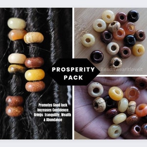 10 Prosperity Pack Crystal Loc Beads, Jasper Tiger Eye Carnelian Gold Sand Yellow Jade Dreadlock Hair Beads For Braids, Loc Jewelry