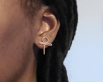 Draht Gewickelt Ohrstecker Ankh Ohrringe, Einfache Stil ägyptische Ohrringe, Kreuz Ohrringe, Afrocentric Afrikanischen Symbolischen Schmuck