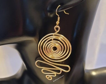 Boucles d'oreilles spirales en cuivre, Boucles d'oreilles spirales enroulées de fil, Bijoux en cuivre