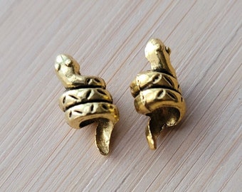Juego de 2 cuentas metálicas doradas con forma de serpiente para rastas, cuentas para el cabello con orificio de 4,9 mm, accesorios para rastas al por mayor, joyería para rastas