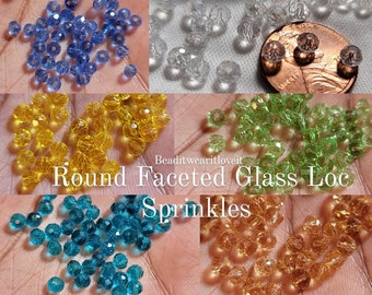 Round Faceted Style Glass Dreadlock Sprinkle Beads, Braid Jewelry Dreadlock Hair Accessories, Loc Jewelry