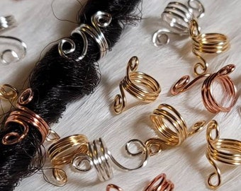6 Piece Loc Sprinkle Beads Set Braid Jewelry Dreadlock Accessories Hair Braid Rings Gold Copper Coils
