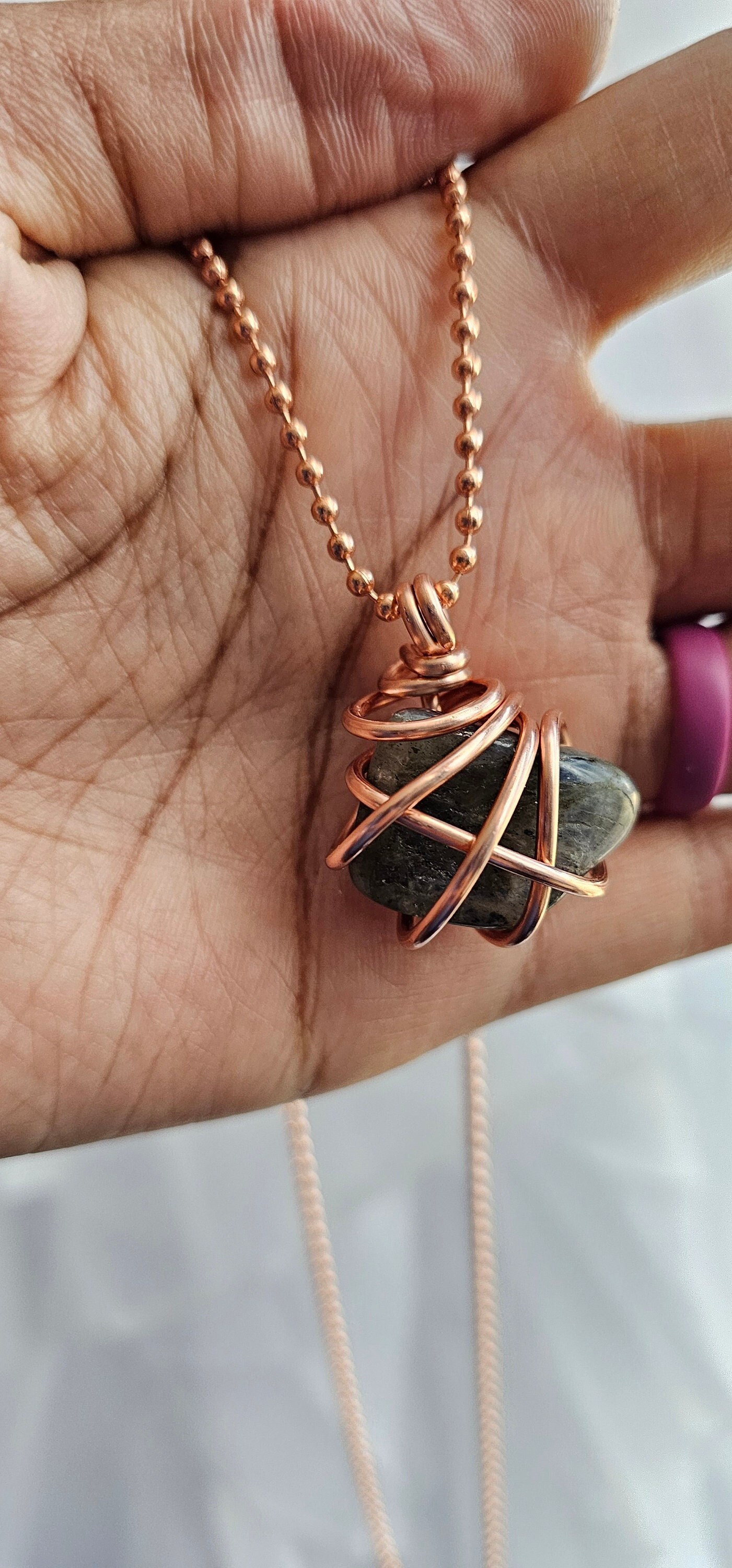 2.4mm Ball Chain Labradorite Crystal Pendant Necklaces 24