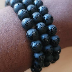 8mm Black Onyx Crystal Beaded Bracelet, Stretchy Handmade Energy Balancing Gemstone Bracelet, Genuine Natural Stone Jewelry
