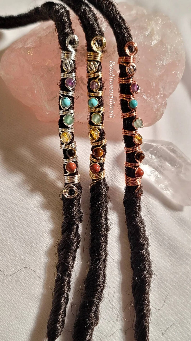 Chakra Loc Jewelry, Dreadlock Hair Accessories, Beads For Braids, Crystal Loc Jewelry image 8