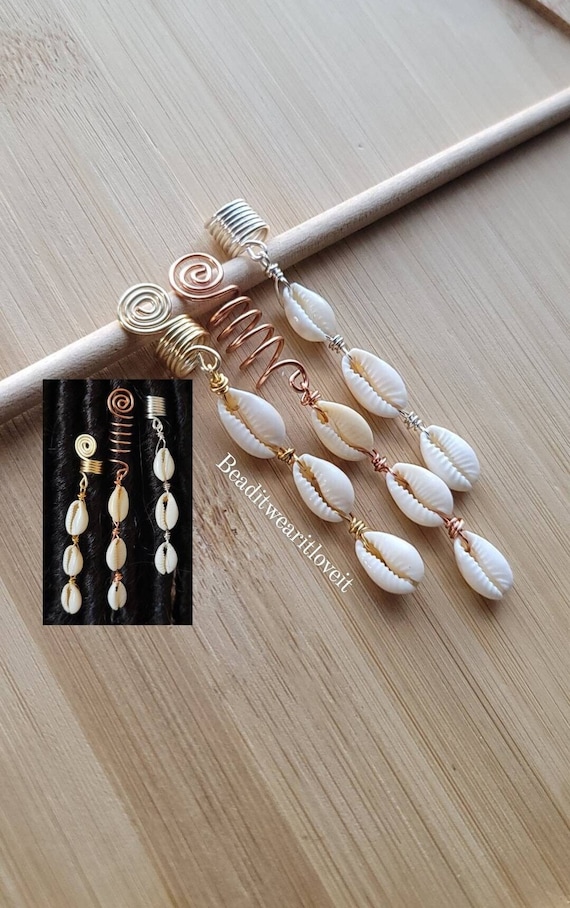 Cowrie Shell Loc Jewelry, Dreadlock Hair Accessories, Beads for Braids,  African Loc Jewelry 