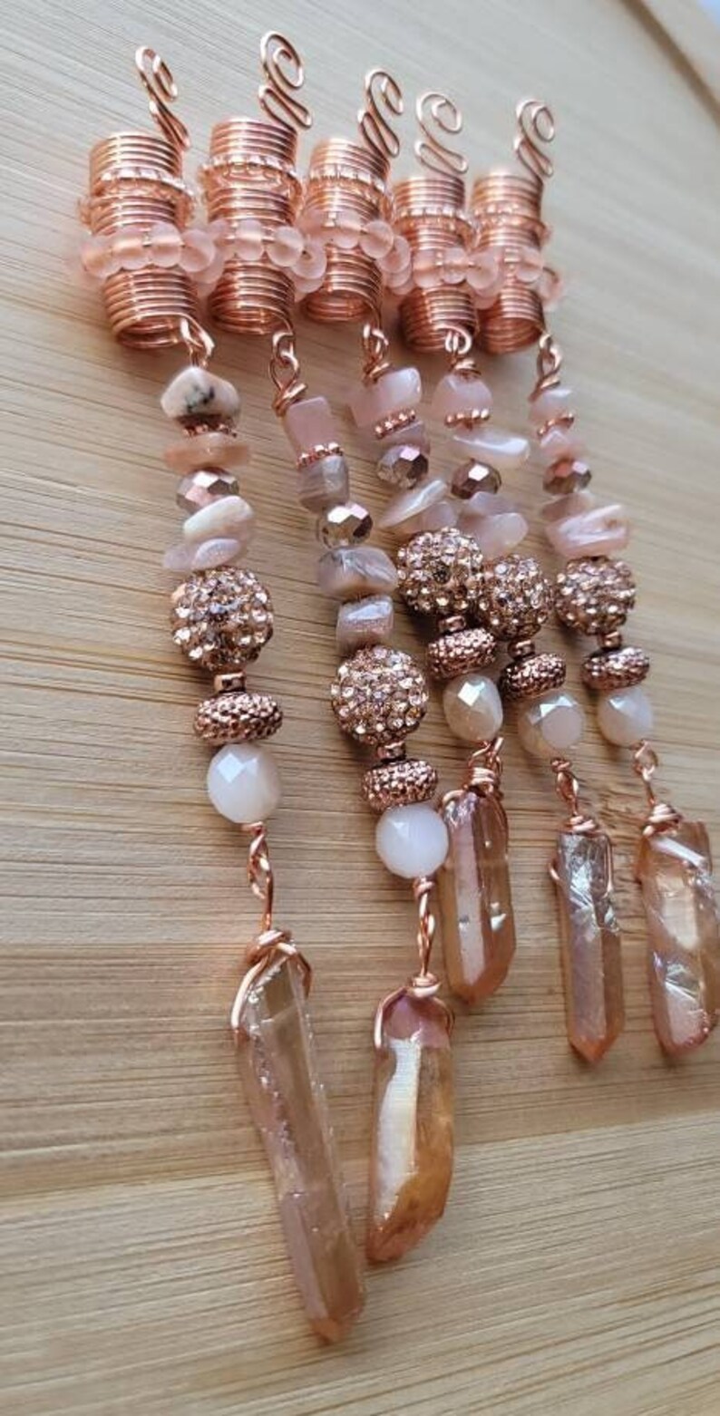 Sunstone and Quartz Crystal Loc Jewelry Dreadlock Hair Ring Etsy