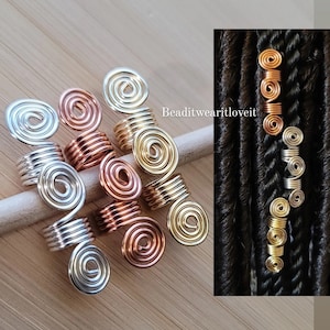 Spiral-Kupferdraht Wrapped Lok Perlen. Dreadlock Haarschmuck, Perlen für Zöpfe, Lokschmuck