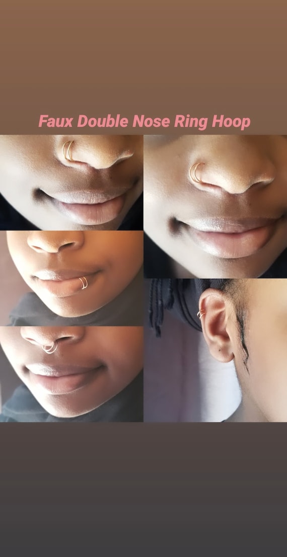 Double Nose Ring Hoop Nose Ring Fake Nose Cuff Etsy