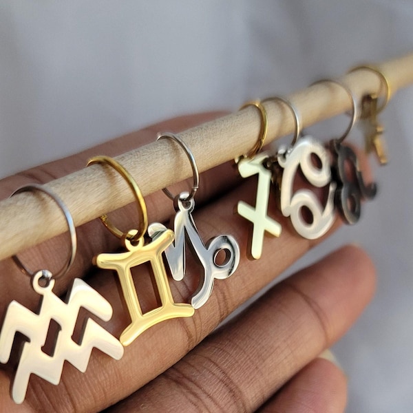 Zodiac Loc Jewelry Hair Rings. Stainless Steel Birthday Dreadlock Hair Accessories, Braid Rings