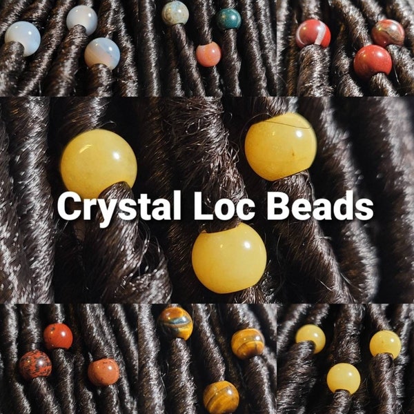 5mm Wide Big Hole Gemstone Loc Beads, Dreadlock Hair Accessories For Braids Twist And Dreadlocks, Gemstone Loc Jewelry, Round Crystal Beads