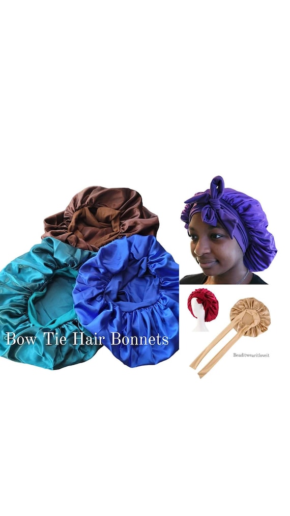 2 pezzi Cuffia da notte in seta, Fascia per capelli in raso, Cuffia da notte in seta elastica morbida, Cuffia da notte in seta per capelli ricci (Nero e Oro), Decorazione per