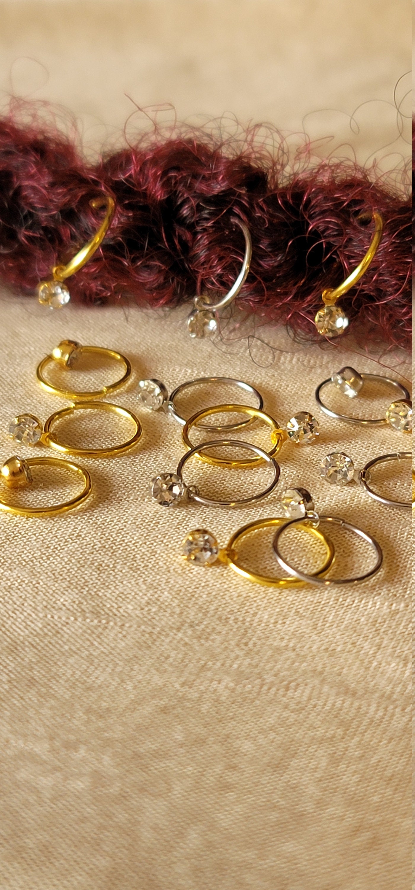 8pcs Rhinestone Hair Rings, Dread Rings Loc Jewelry, Braid Rings, Loc ...