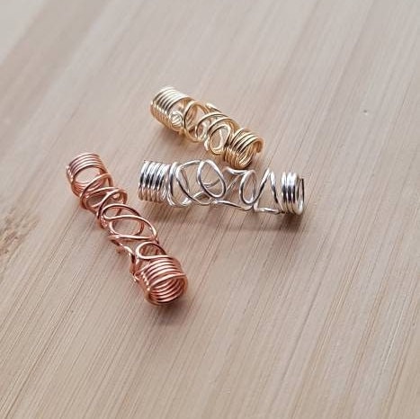 Abstract Copper Wire Wrapped Loc Beads. Dreadlock Hair Accessories, Beads For Braids, Loc Jewelry
