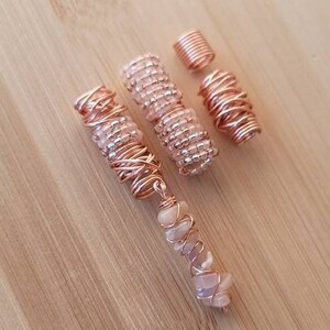 4 Pcs Sunstone Crystal Loc Jewelry Set. Dreadlock Hair Accessories, Metal Beads For Braids, Dread Loc Beads image 9