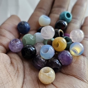 5 mm breite Großloch Edelstein-Loc-Perlen, Dreadlock-Haarschmuck für Zöpfe Twist und Dreadlocks, Edelstein-Loc-Schmuck, runde Kristallperlen