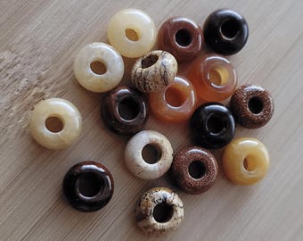 6mm Wide Big Hole Gemstone Loc Beads, Dreadlock Hair Accessories, Beads For Braids Twist And Dreadlocks, Loc Jewelry, Rondell Crystal Beads