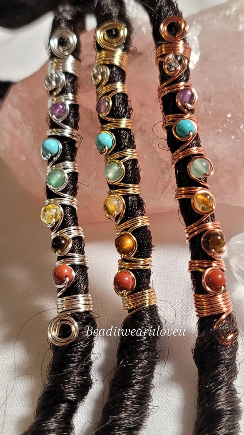 Chakra Loc Jewelry, Dreadlock Hair Accessories, Beads For Braids, Crystal Loc Jewelry image 5