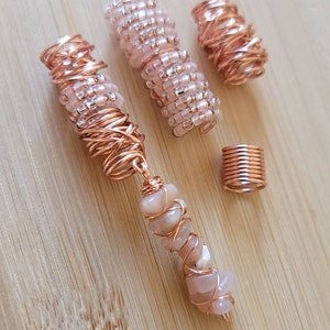 4 Pcs Sunstone Crystal Loc Jewelry Set. Dreadlock Hair Accessories, Metal Beads For Braids, Dread Loc Beads image 2