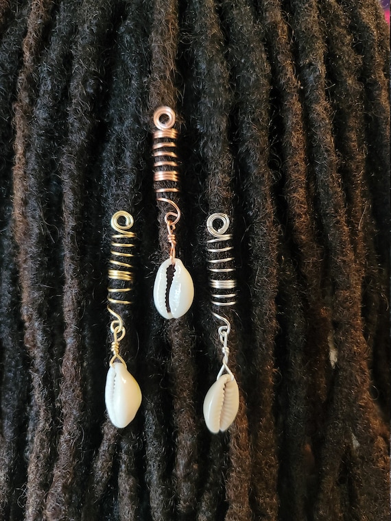 Cowrie Shell Loc Jewelry, Dreadlock Hair Accessories, Beads for Braids,  African Loc Jewelry 