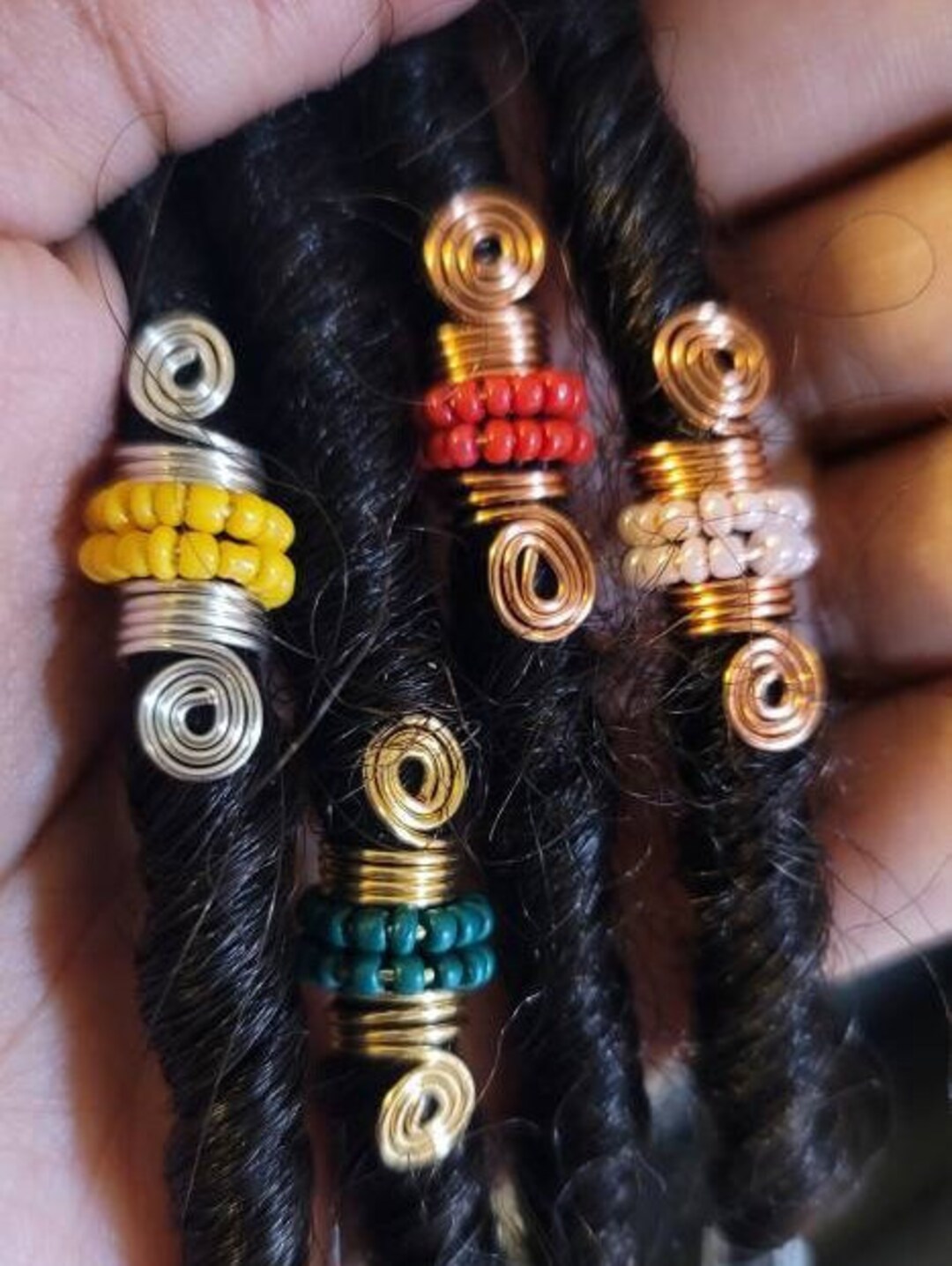 4 Piece Crystal Loc Jewelry Set. Dreadlock Hair Ring Accessories