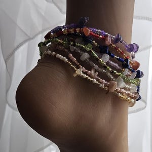 Tobilleras y pulseras elásticas con cuentas de cristal, joyería de cristal apilable, pulsera elástica hecha a mano, elige tu piedra.
