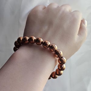 Handmade Pure Copper Beaded Stretch Bracelet: Bohemian Stackable Jewelry