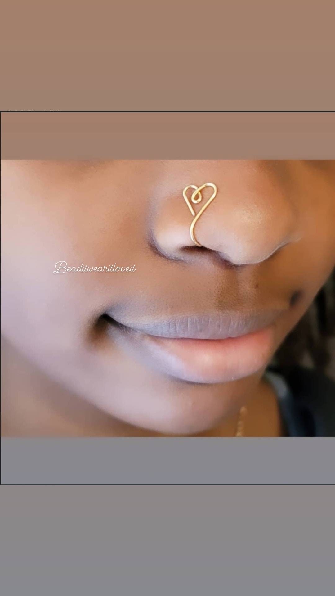 Heart nose ring cuff deals