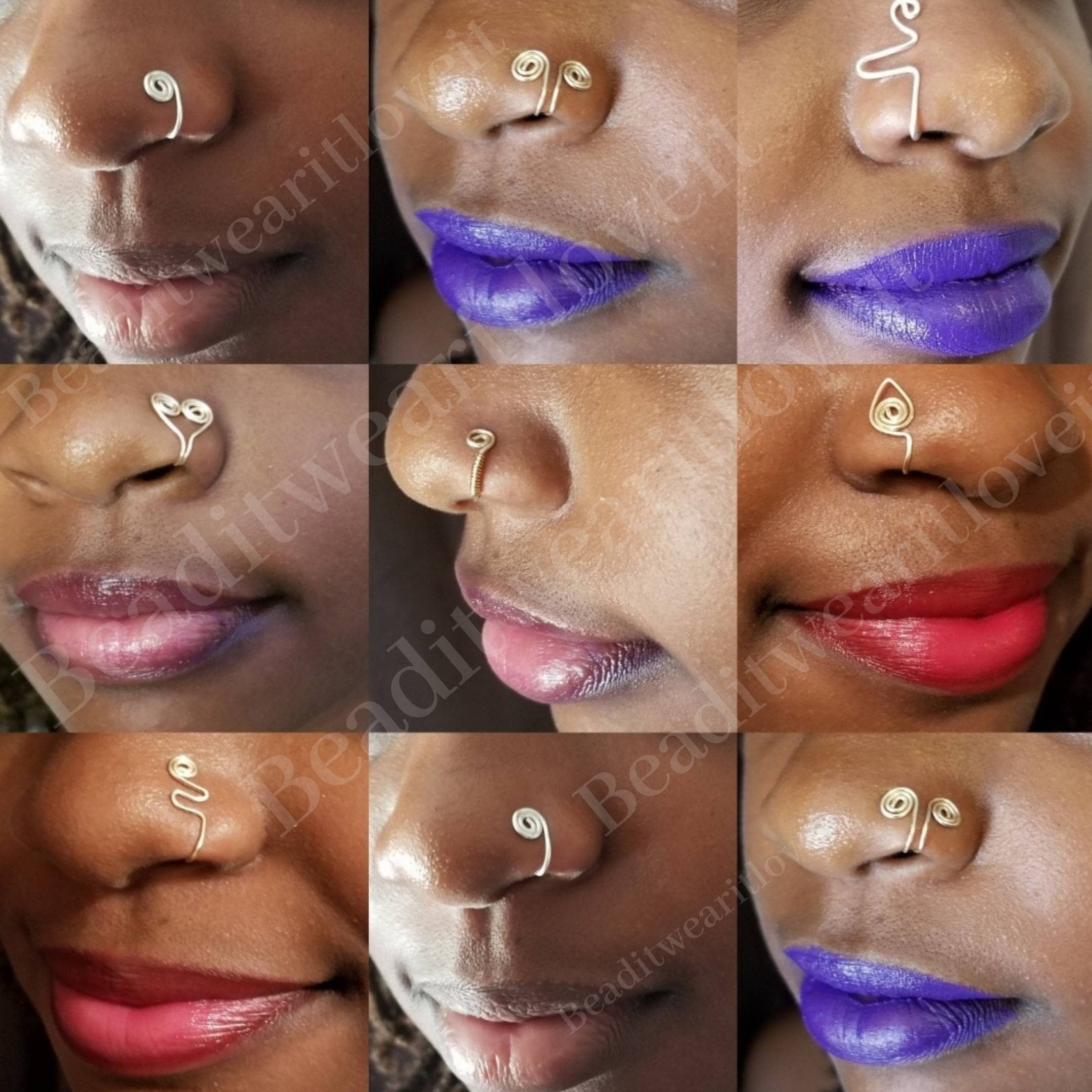 African Nose Cuff,316L Surgical Steel Fake Nose Rings Adjustable Faux Nose Rings Non Piercing Clip on Nose Ring for Women Heart Nose Cuff