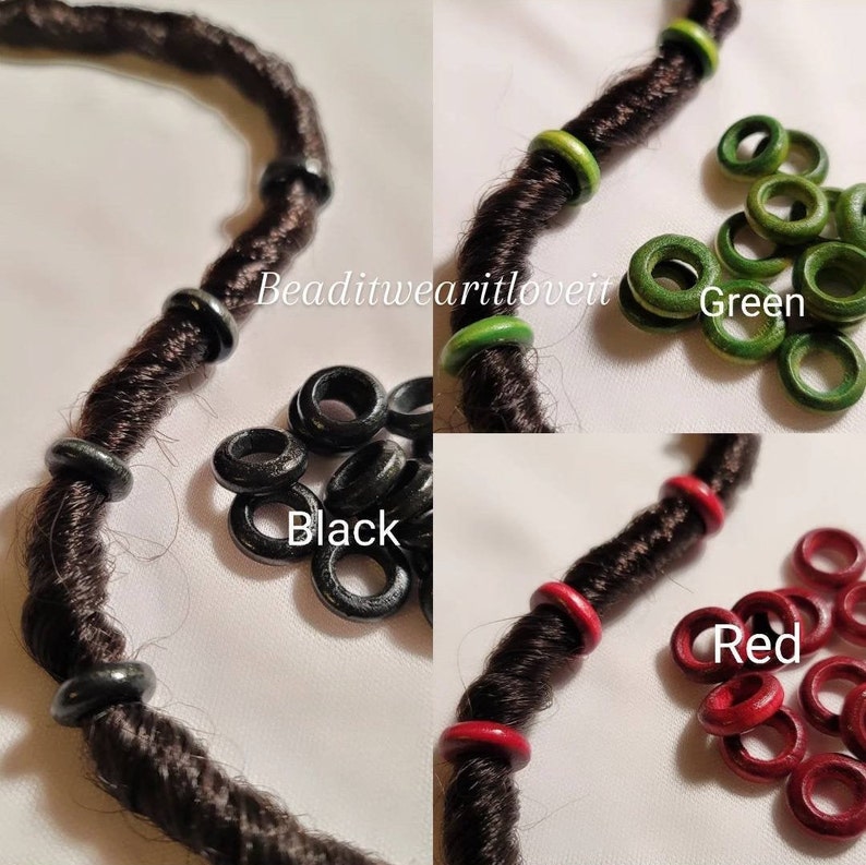 CLEARANCE 10 Piece Wood Loc Beads, 6mm Wide Hole Dread Beads, Dreadlock ...