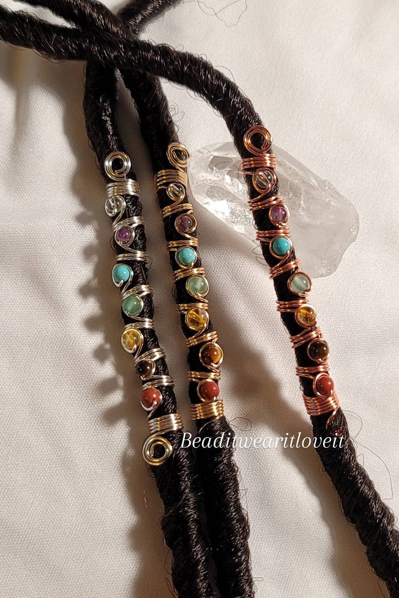 Chakra Loc Jewelry, Dreadlock Hair Accessories, Beads For Braids, Crystal Loc Jewelry image 6