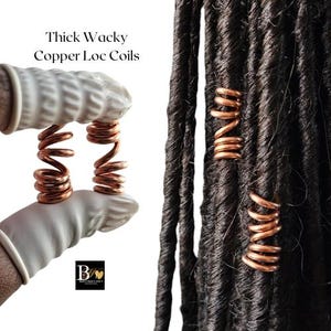Set Of 2 Wacky Copper Coil Beads, Thick Pure Copper Loc Beads, Earthy Girl Loc Jewelry, Hair Beads For Dreadlocks, Braids and Natural Hair