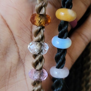 CLEARANCE Set Of 6 Wide Big 6mm Hole Gemstone Loc Beads, Dreadlock Hair Accessories, Beads For Braids Twist And Dreadlocks, Loc Jewelry