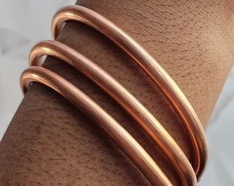 4 Gauge Extra Thick Pure Copper Bangle, Adjustable Raw Copper Cuff Stacking Bracelets