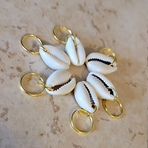 6pcs Gold Cowrie Shell Hair Rings, Dread Rings Loc Jewelry, Braid Rings, Loc jewelry, Dreadlock Rings