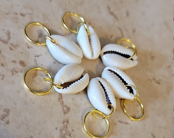 6pcs Gold Cowrie Shell Hair Rings, Dread Rings Loc Jewelry, Braid Rings, Loc jewelry, Dreadlock Rings