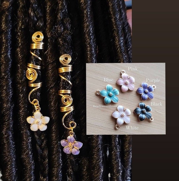 Kids Flower Loc Jewelry. Dreadlock Hair Accessories for Children