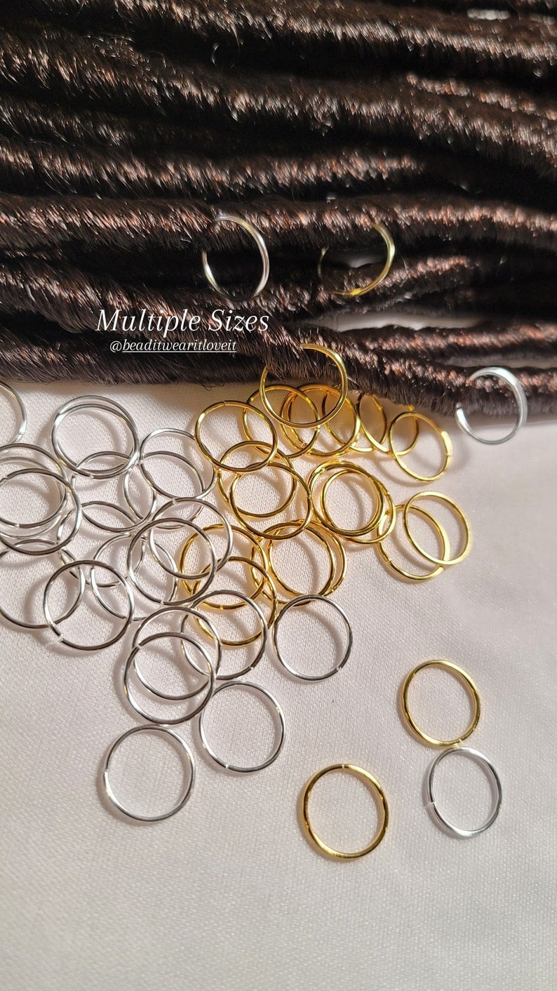 10pcs Hair Rings For Locs Braids & Twists, Dread Rings, Braid Rings, Loc jewelry, Dreadlock Rings image 2