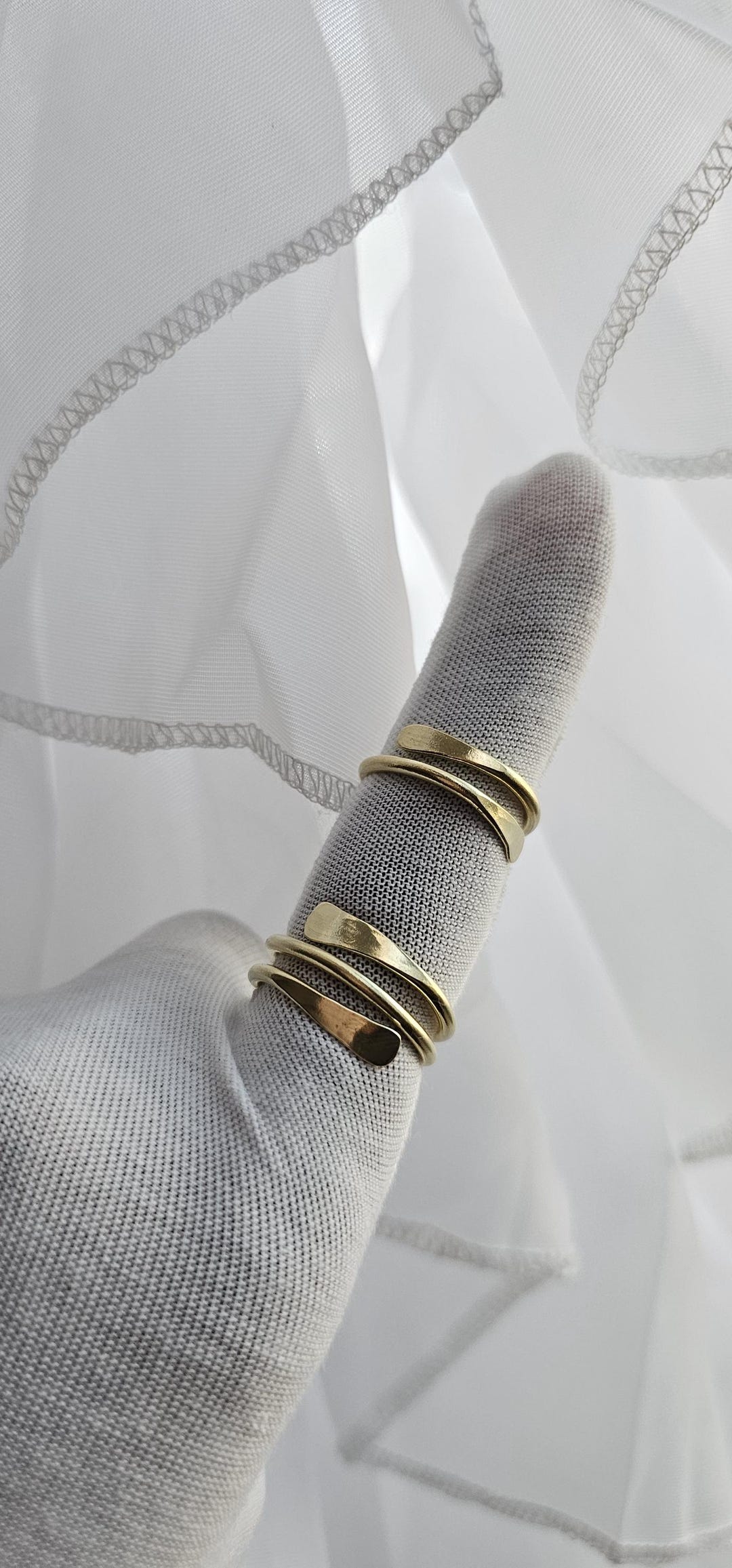 12 Gauge Gold Brass Rings With Hammered Ends, Handmade, Wire Wrapped ...