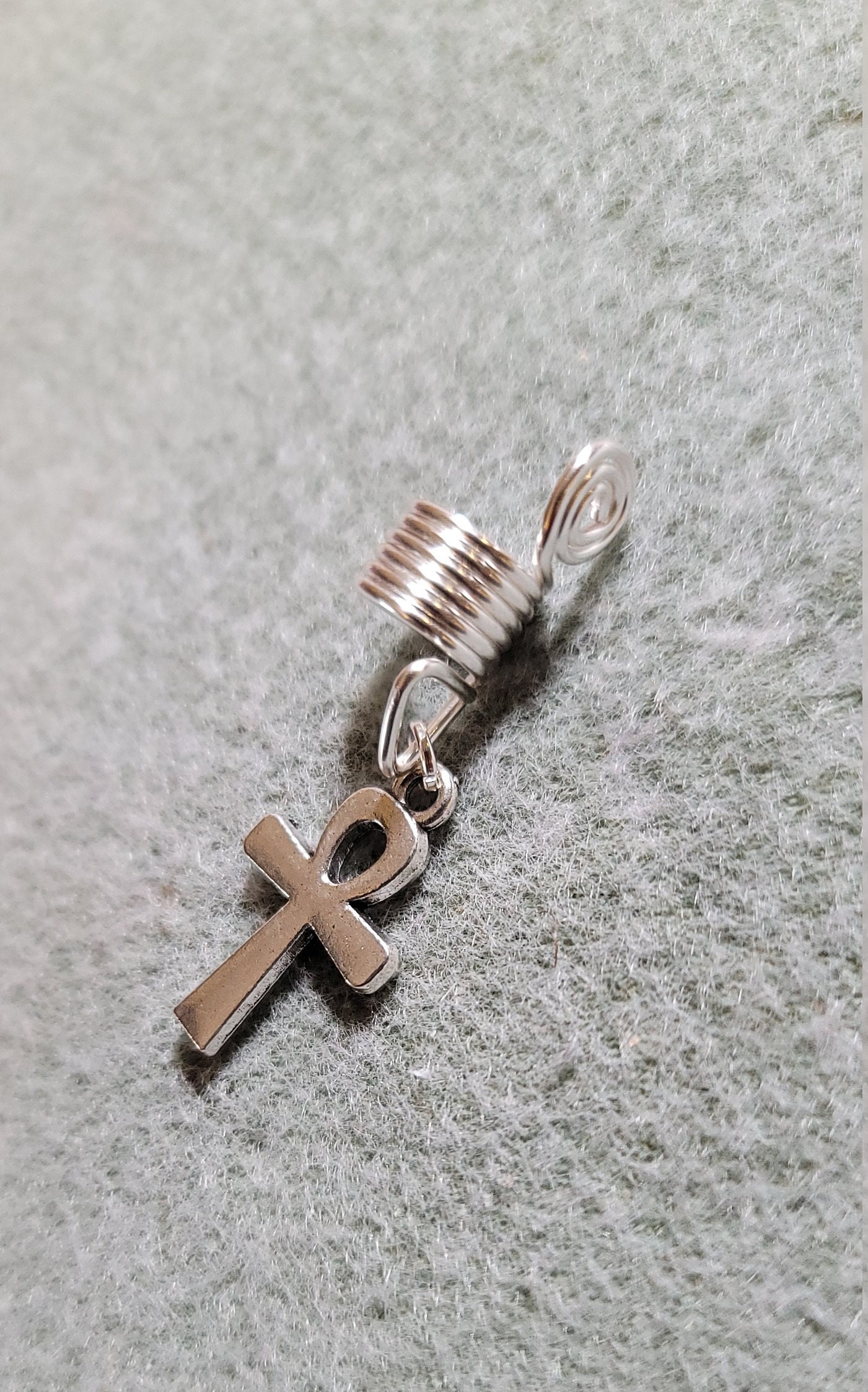 Loc Accessory Silver Silver Ankh Loc Jewelry, Dreadlock Hair Accessories, Beads for Braids ...