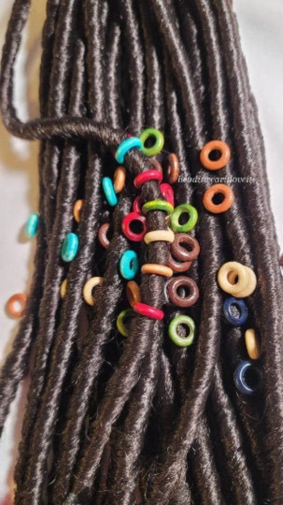 10 Piece Wood LOC Beads, 6mm Wide Hole Dread Beads, Dreadlock Hair Accessories, Beads for Braids Twist and Dreadlocks, Hair Beads