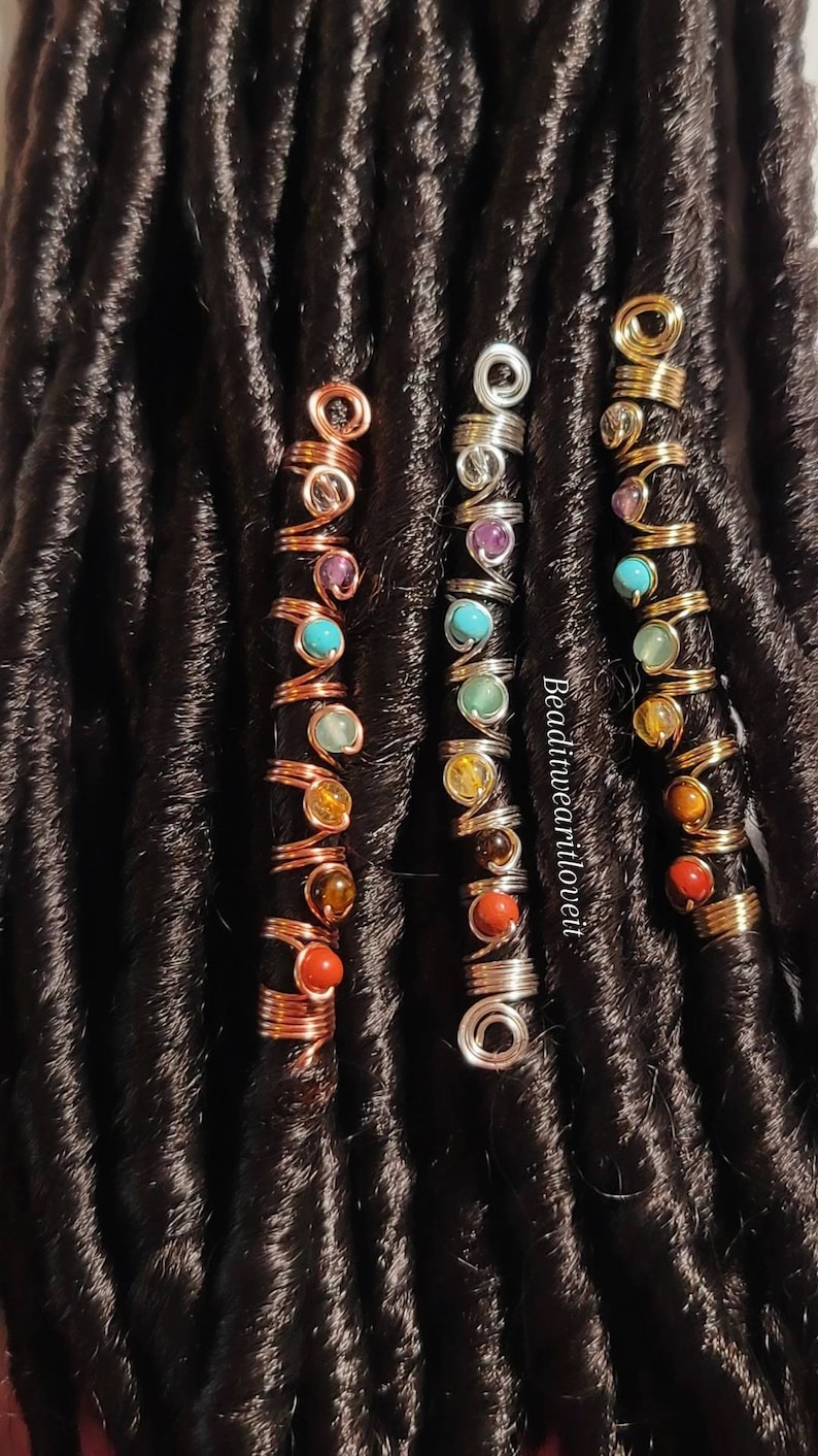 Chakra Loc Jewelry, Dreadlock Hair Accessories, Beads For Braids, Crystal Loc Jewelry image 4